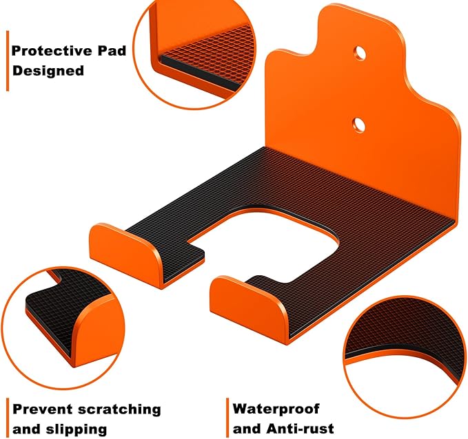 JNIHEEP Garage Organizer Trimmer Rack, Garden Power Tool Hanger Weed Whackers Holder Wall Mounted for Grass Trimmer, Hedge Trimmer, Garage Trimmer, Garden Tools,2 Pack(Orange)