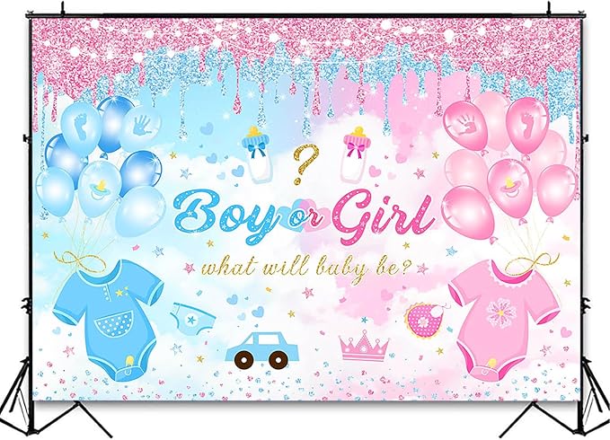 Avezano Boy or Girl Gender Reveal Party Decoration Pink Blue Balloon Background for Baby Shower (8x6ft)