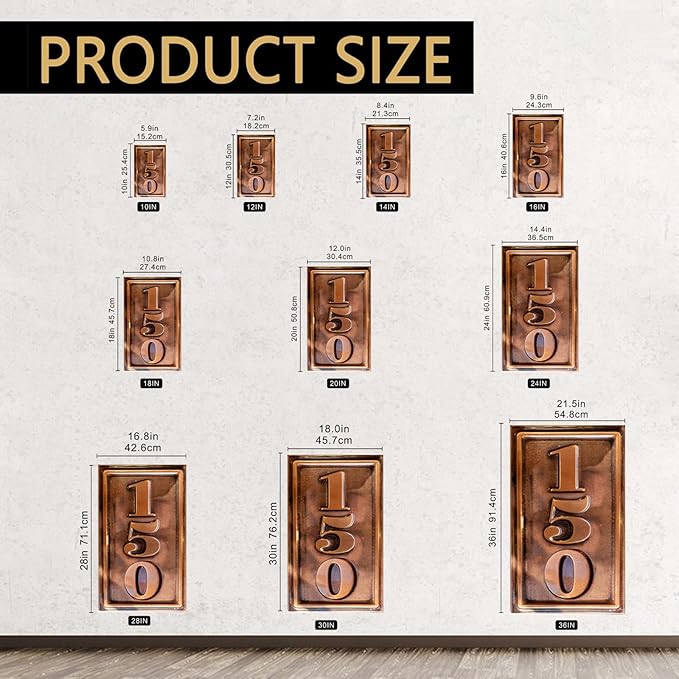 Address Signs for Houses Yard Personalized Copper metal Vertical Address Plaque House Number for Outside Modern Address Sign Home Address Numbers for House