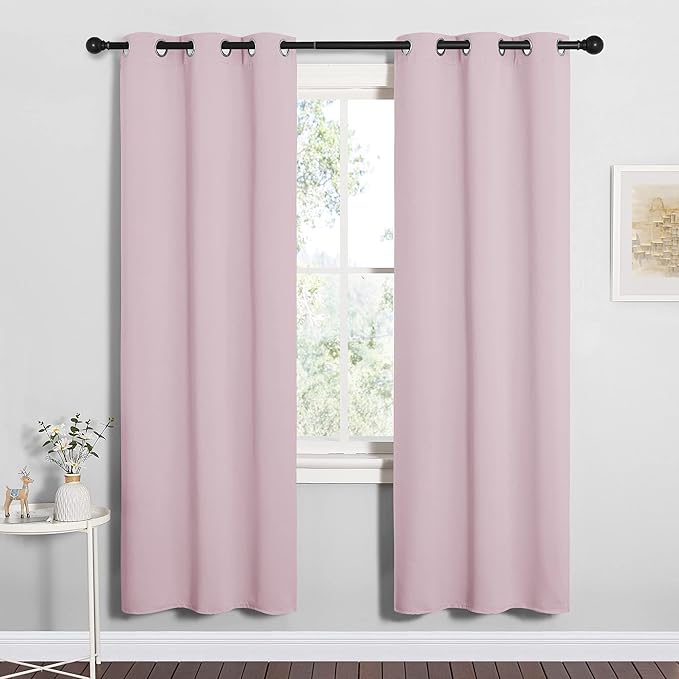 NICETOWN Baby Pink Blackout Curtains 78 inches Length