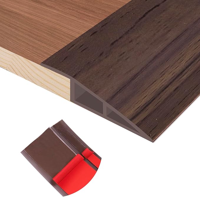 Floor Transition Strip Self Adhesive Vinyl Door Threshold for Doorways Carpet Edging Trim Overlap Edge Reducer for Laminate Floor, Carpet, Tile (Deep Brown Wood Grain, 1/5" to 2/5", 3.3Ft)