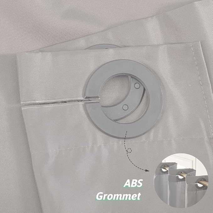 Furlinic No Hook Stall Shower Curtain,Light Grey,36" Wide Waterproof Polyester Fabric Bathroom Curtains,Hotel Style with 4 Built-in Grommets,Machine Washable,36x72 Inch
