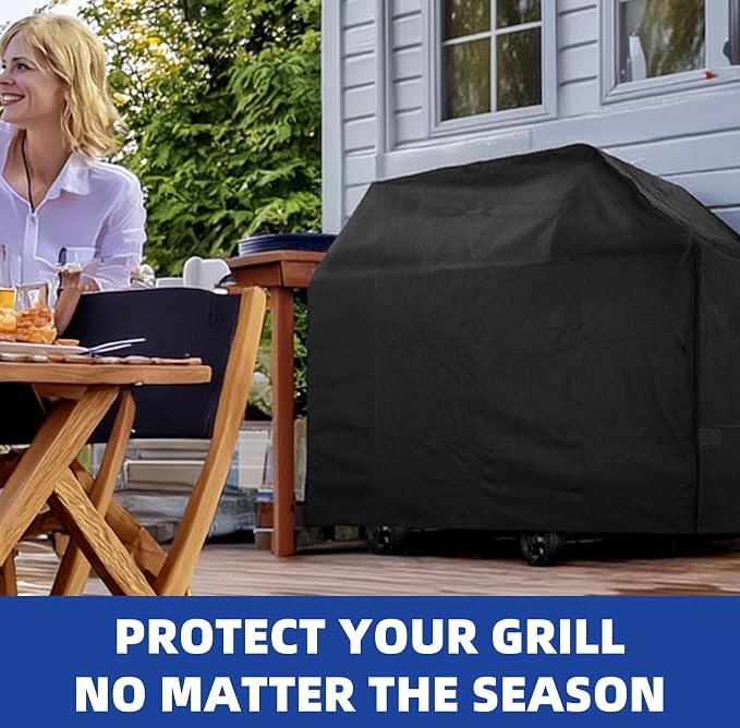 Perfect Grill Cover for Outdoor Grills Waterproof Rip-Proof Weather Resistant for Reliable Protection Griddle Cover Easy to Clean Adjustable Hem Drawstring Fade Resistant (Black, 48)