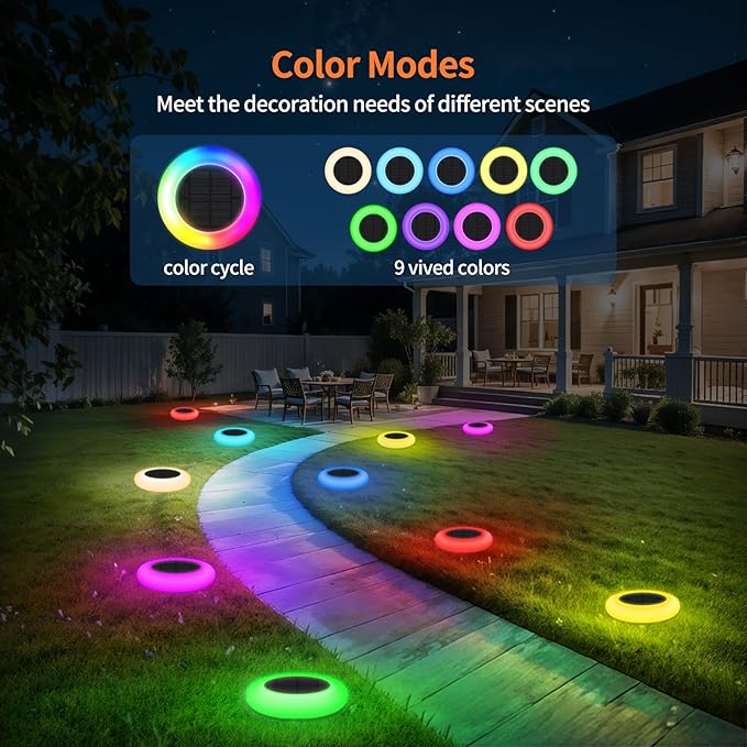 intelamp Solar Lights Outdoor Waterproof, 6Pack Color Changing Solar Lights Remote Control Pathway Light for Yard Lawn Patio Landscape Walkway Pool Christmas Decoration