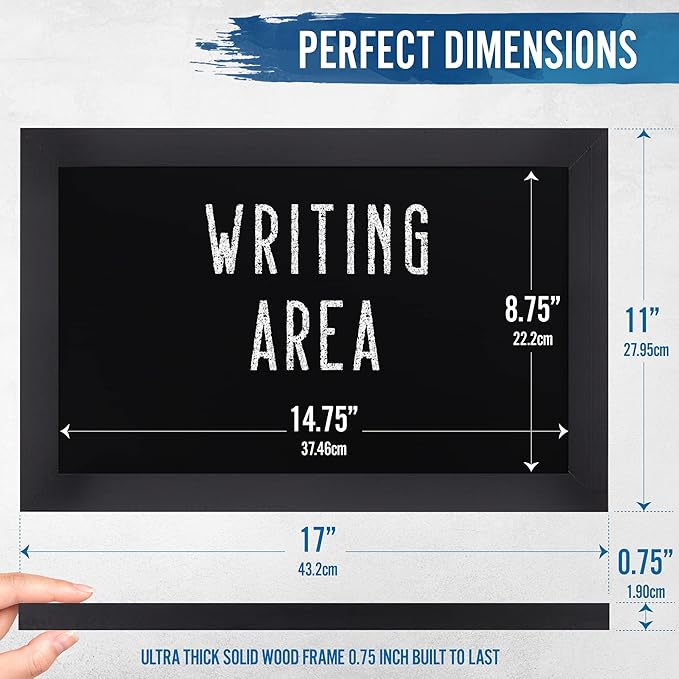 HBCY Creations Rustic Black Magnetic Wall Chalkboard, Small Size 11" x 17"