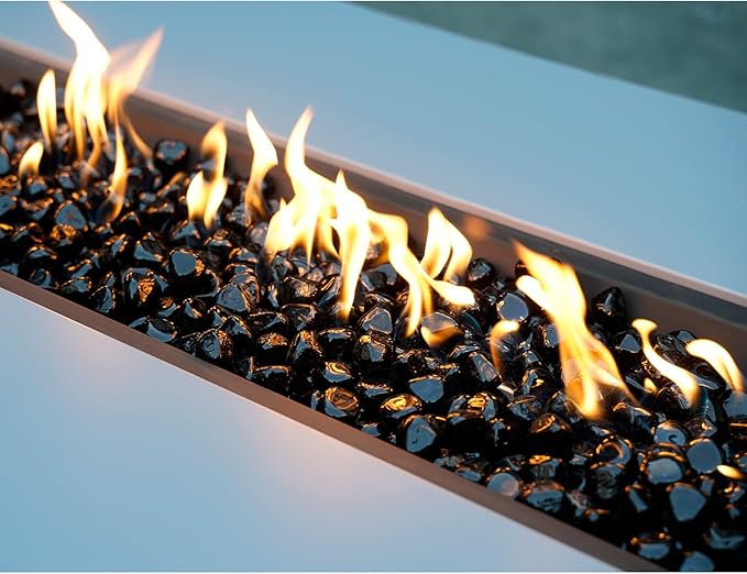 Mr. Fireglass 10 Pounds Blended Fire Glass Diamonds for Fireplace Fire Pit & Lanscaping - 1 inch High Luster Onyx Black Fire Rocks (Pack of 2)