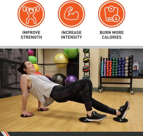 Body Sport Gliders Exercise Sliders Workout Sliders 7-Inch Round Black Foam Discs