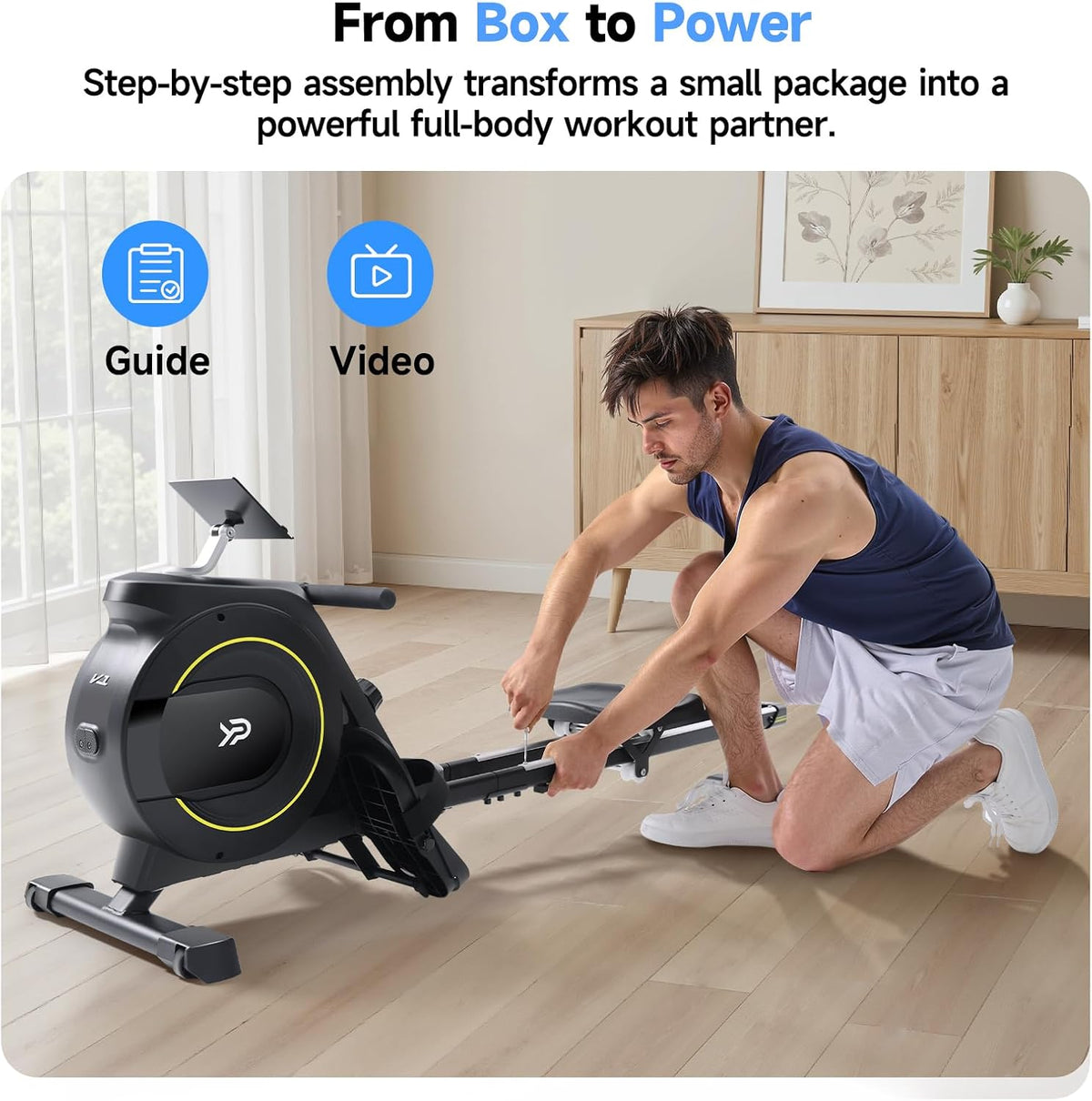 Rowing Machine | Rowing Machine for Home with 350 LB Capacity & 16-Level Silent Resistance - Compact & Foldable for Full-Body Workout