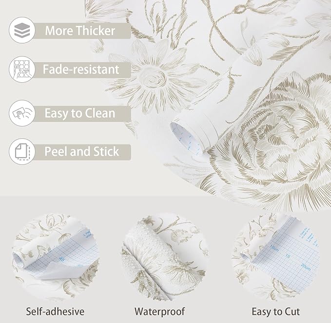 Yasinet Peel and Stick Wallpaper Boho Floral Wallpaper Vintage Floral Contact