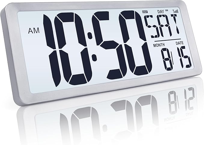 TXL Silver Large Digital Wall Clock