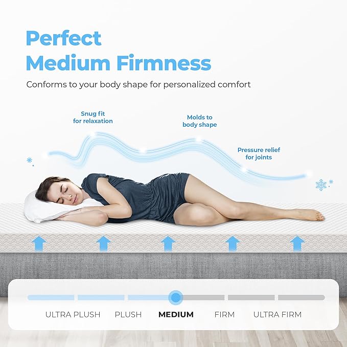Neo Sleep 8 Inch Full Cooling Gel Memory Foam Mattress Medium Firm CertiPUR-US Certified Foam, Mattress in a Box Enhanced Pressure Relief Removable Soft Cover No Fiberglass (Full, 8 in)