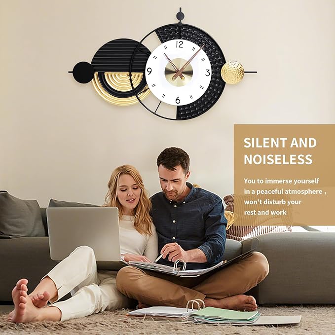Large Modern Wall Clocks Big Wall Clock Nordic Style Metal Dial Battery
