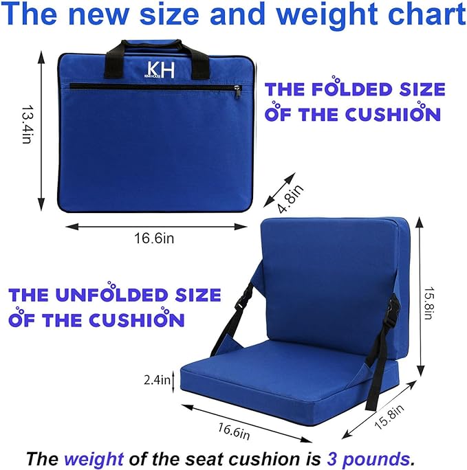 Indoor & Outdoor Folding Chair Cushion Without Back Support, Foldable Portable Stadium Seat,Chair Cushion for Sports Events, Outing, Travelling，Hiking, Fishing