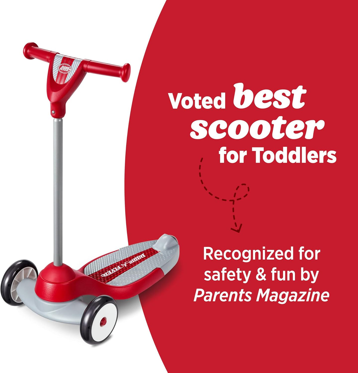Radio Flyer My 1st Scooter - Red 3-Wheel Design for Kids Ages 2-5 | Extra Wide Base & Easy Foot Brake