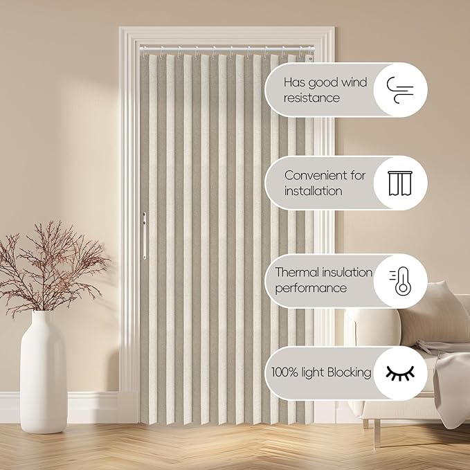 AJAZZ 100% Blackout Magnetic Door Curtain Accordion Doors Interior Accordion