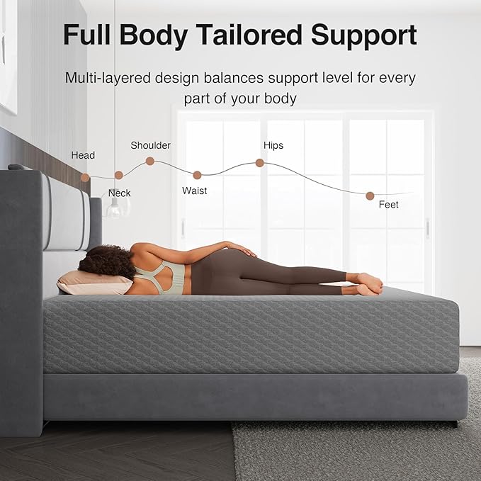 Novilla 14 Inch Queen Size Mattress, Cooling Memory Foam Mattress Queen with Enhanced Airflow, Pressure Relief & Durable Support, CertiPUR-US Certified Mattresses in a Box with Breathable Fabric