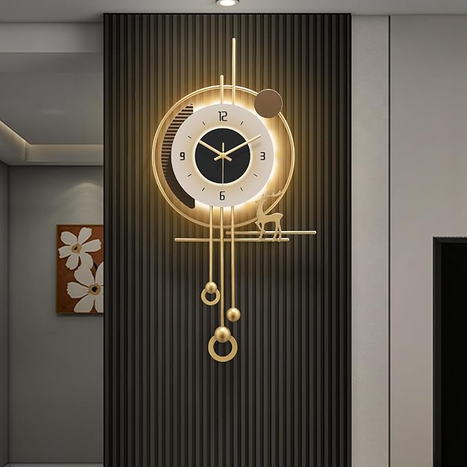 Modern Wall Clock for Living Room, Large Gold Decorative Wall Clock