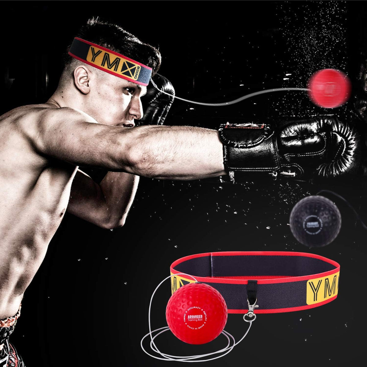 Training Reflex Ball - Adjustable Elastic Head Band, Light Weight Soft Foam Balls - Improve Hand to Eye Coordination, Reaction Speed, Focus, Accuracy - Cardio Sports Exercise Equipment