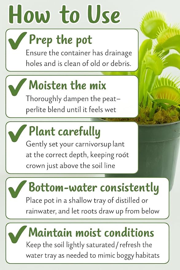 GARDENERA Sphagnum Moss Potting Mix for Carnivorous Plants, Moss and Perlite Blend for Potting Venus Fly Traps, Sarracenia, Pitcher Plants - 75% Sphagnum Moss + 25% Perlite - Made in USA - 5 Quart
