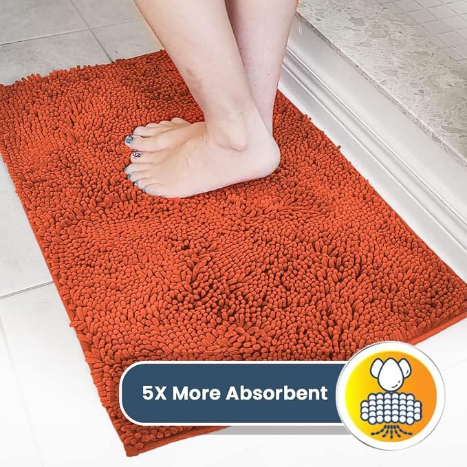 Muddy Mat® | Super Water Absorbent Door Mat Indoor, Microfiber Quick Dry Chenille Entryway Rug, Slip Resistant Front Door Mat, Indoor Mats for Entryway, Machine Washable Pet Rug, Coral 2ft x 4ft