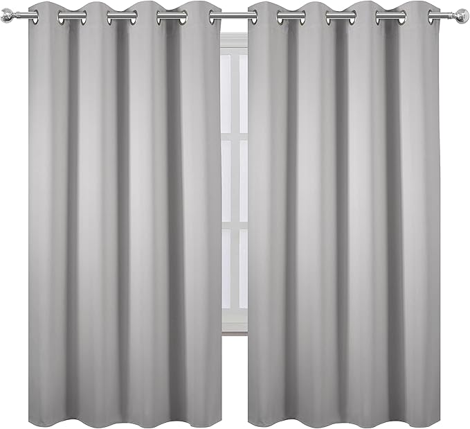LEMOMO Light Grey Blackout Curtains 52 x 63 Inch Length/Set of 2 Curtain
