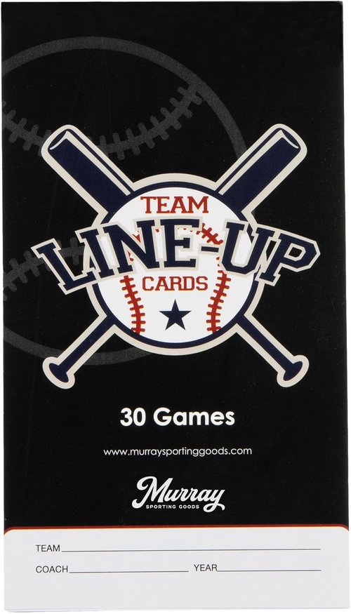 Murray Sporting Goods Baseball Lineup Cards - 30 Games with 16 Player Roster Sheets | 4-Part Carbon Copies