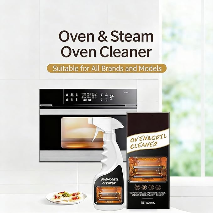 300ml Oven And Grill Cleaner Heavy Duty,Grill Degreaser For Outdoor Grill,Powerful Grease/Carbon/Odor Remover,No Harsh Scrubbing,Multi-Surface Safe,Kitchen Cooking Tools (2, 300ml)