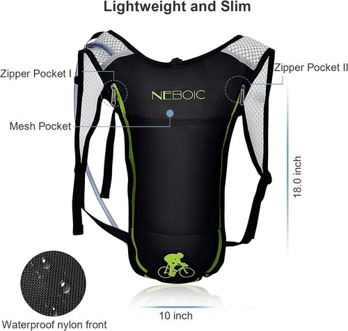 2Pack Hydration Backpack Pack with 2L Hydration Bladder - Lightweight Water Backpack Keeps Water Cool up to 4 Hours with Big Storage for Kids Women Men Hiking Cycling Camping Music Festival