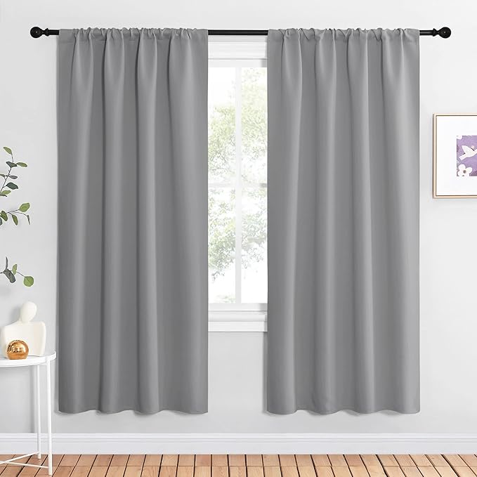 NICETOWN Silver Grey Blackout Curtains