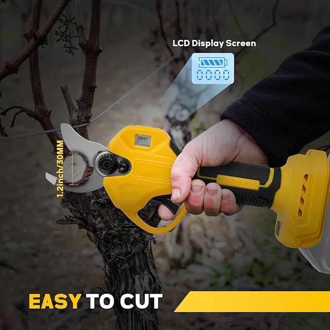 Cordless Pruning Shears for Dewalt 20V Battery, Brushless Electric Pruning Shears with LCD&SK5 Blades, 1.2"(30mm) Cutting Diameter Cutting for Gardening Tree Pruning(No Battery)