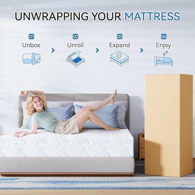 California King Memory Foam Mattress, 10 Inch Cooling Gel Bed in a Box, Foam Mattress with Removable Cover No Fiberglass, Support Cool Night Sleep & Pressure Relief, Made in USA, White(84"*72"*10")