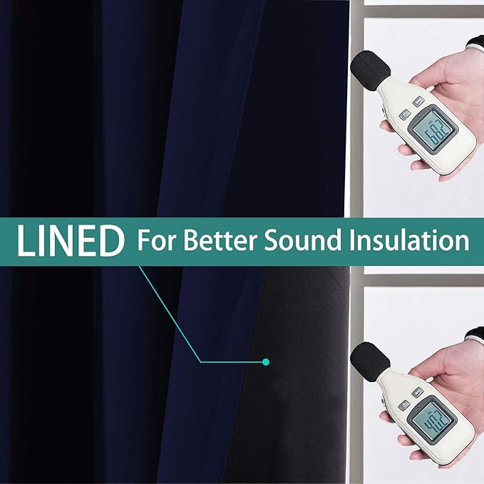 Yakamok 100% Blackout Thermal Insulated Grommet Curtains, Noise Reducing