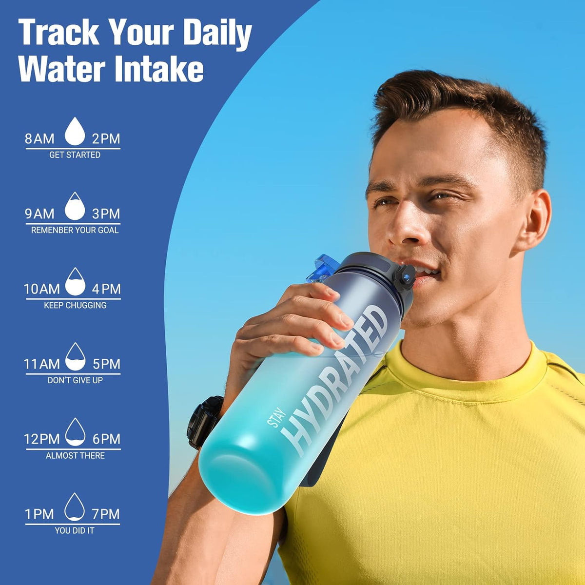 Sahara Sailor 32oz Water Bottle - Durable, Leakproof Design with Time Marker | BPA-Free Tritan for Gym & Travel