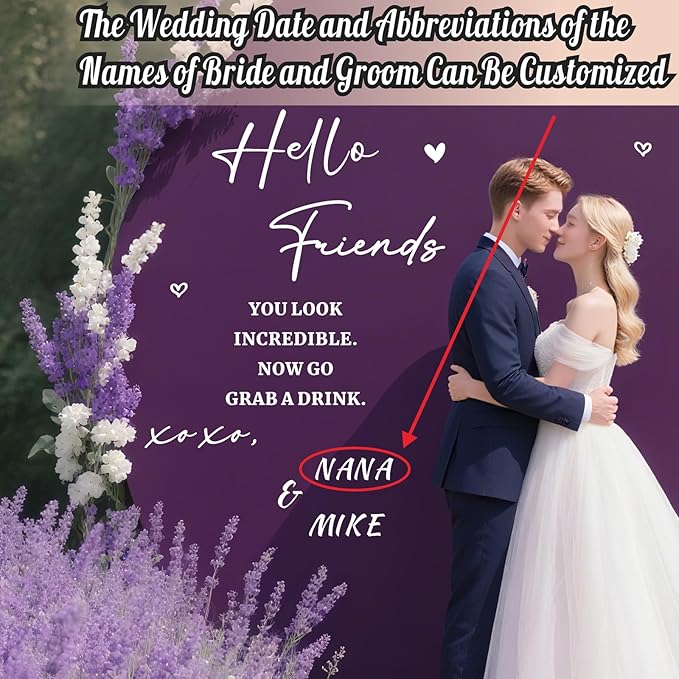 Personalized Wedding Welcome Sign Decals for Mirror Selfie Mirror Vinyl Decal for Wedding Party Entry DIY Bride and Groom Names Stickers Hello Friends Sign Decal for Seating Chart Board Backdrop Decor