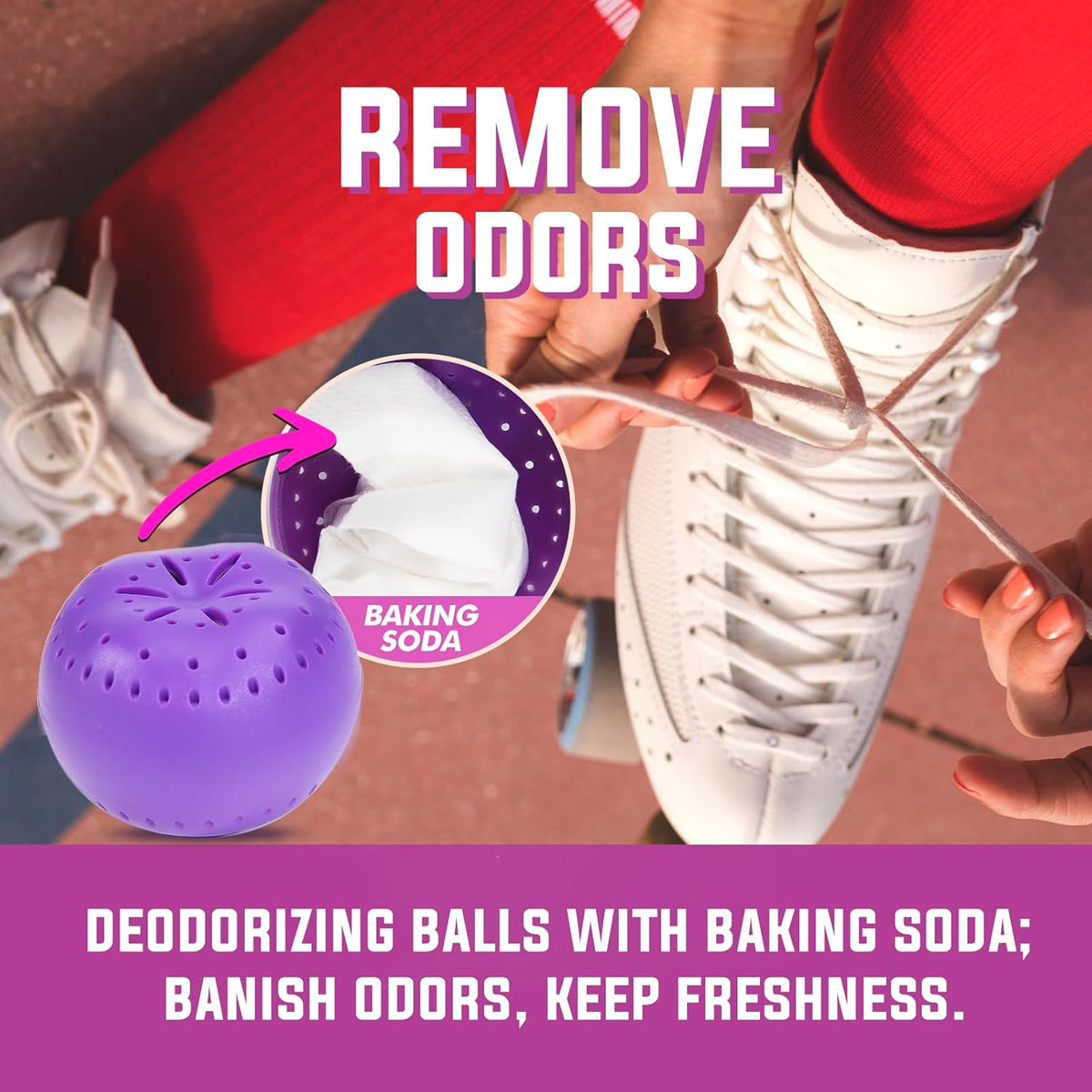 9 Pack Baking Soda Deodorizers, Lavender Scent Shoe Deodorizer Balls, Air Freshener for Home, Odor Eliminator for Closets Bathroom Pets, Up to 80 Days