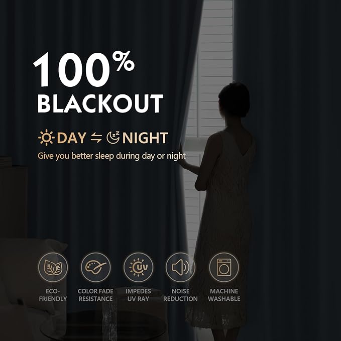 FMFUNCTEX 100% Blackout Curtains