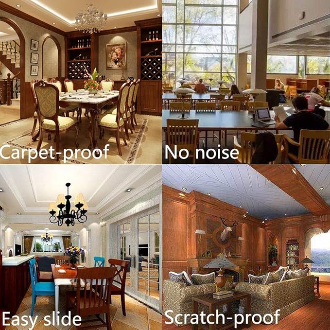 Furniture Glides Sliders-Furnigear PTFE (Teflon) Chair Leg Movers Sliders for Carpet and Hardwood Surface - Move Your Furniture Easily & Safely - Best Floor Protector (1-1/2", Brown-12pack)