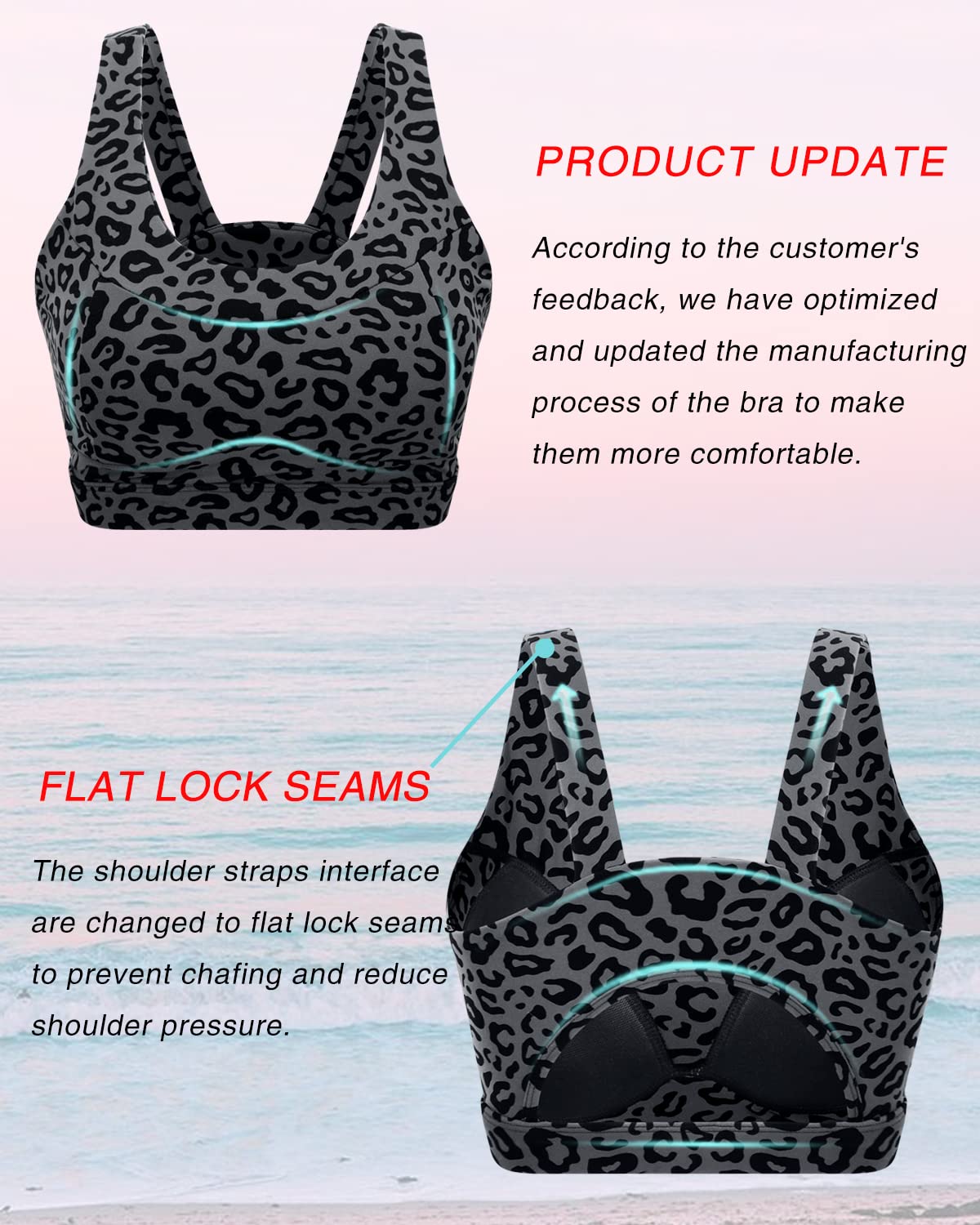 RUNNING GIRL High Impact Sports Bras for Women,Racerback Bra Workout Crop Tops for Women(WX2667 Leopard Print,S)