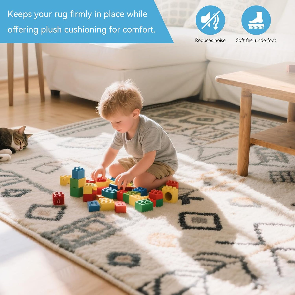 Warmstar 6x9 FT Non Slip Rug Pad,100% Waterproof Felt Rug Pad for Hardwood Floors,1/4” Thick Soft Carpet Pad with Natural Rubber Backing, Secure Grip & Floor Protection