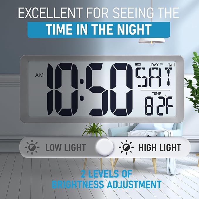 TXL Silver Large Digital Wall Clock