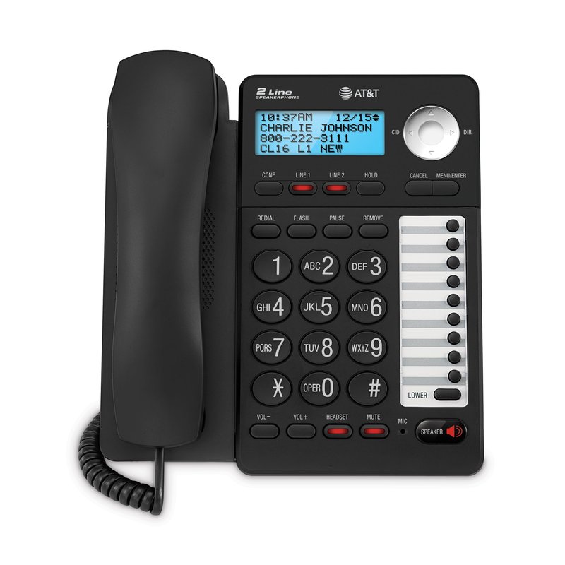 AT&T 2-Line Corded Speakerphone with Caller ID/Call Waiting, 3-Party Conferencing, 18 Number Speed Dial and Auto Line Selection (Speakerphone)