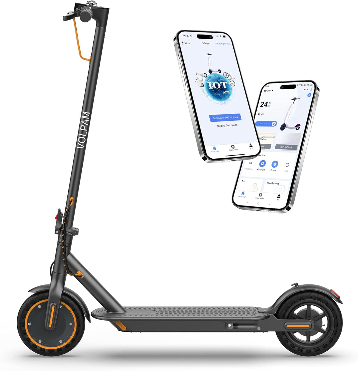 VOLPAM Electric Scooter - Powerful 350W/500W Motor, 8.5"/10" Solid Tires, Up to 22 MPH, 32 Miles Max Range