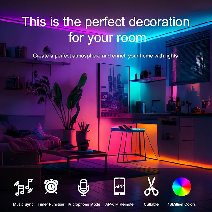LED Strip Lights For Bedroom 130 FT