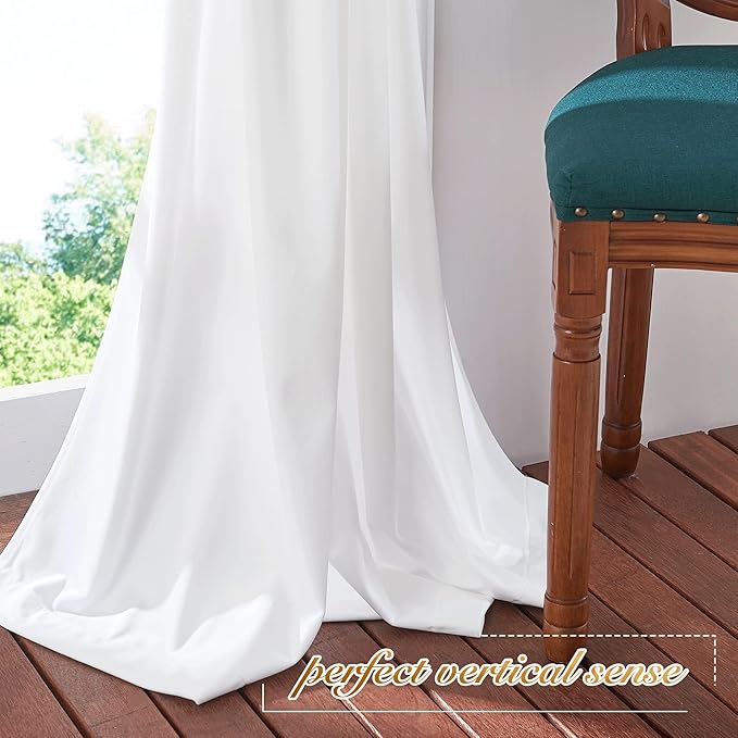 NICETOWN White Velvet Curtains 90 inches Long 2 Panels Set, Thermal Insulated
