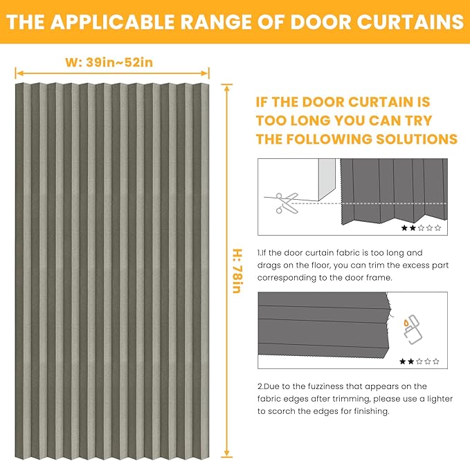 AJAZZ 100% Blackout Magnetic Door Curtain Accordion Doors Interior Closet Door