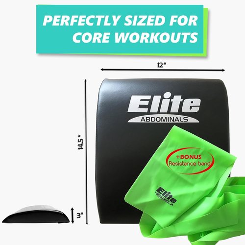 Ab Mat with Resistance Band - High Density Foam Core Trainer for Sit Ups & Crunches | Non-Slip Abs Workout Equipment for Home & Gym