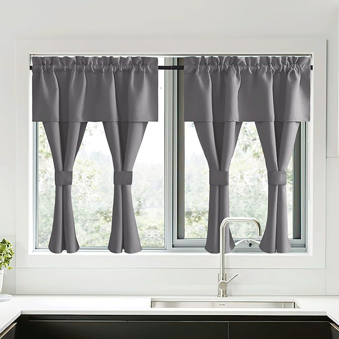 NICETOWN Short Curtains with Attached Valance