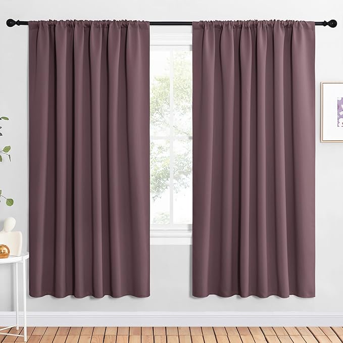 NICETOWN 2 Panels Blackout Curtains, Rod Pocket Window Curtains Room Darkning