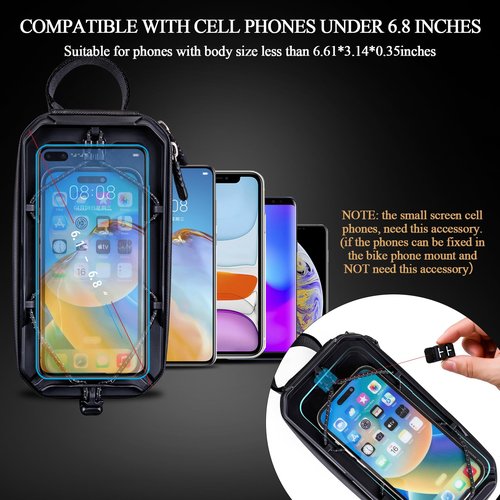 Aoben Bike Bicycle Phone Front Frame Bag for Mountain Bike Road Bike, EVA Hard Casing Bike Phone Holder Bike Phone Mount for MTB, Bike Bicycle Accessories for Cell Phone Under 6.8 Inches (Black)