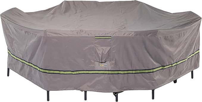 DUCKCOVERS Soteria Waterproof 96 Inch Rectangular/Oval Patio Table with Chairs Cover, Outdoor Table and Chair Cover